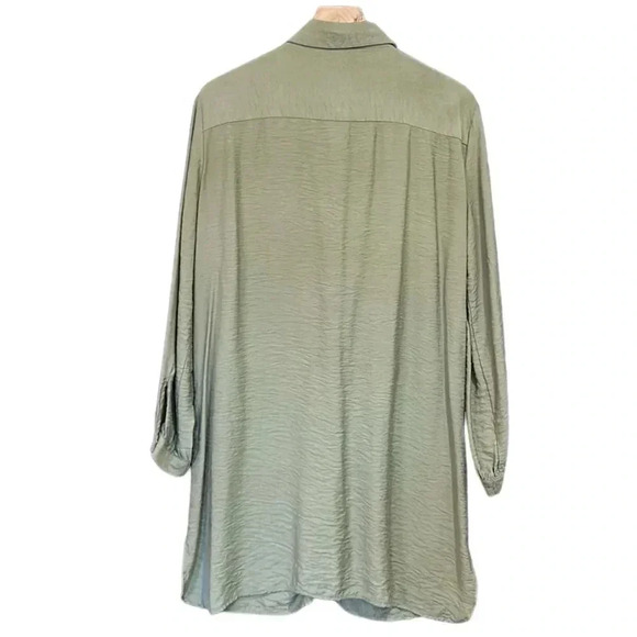 ZARA Knotted Lightweight Green Tunic Top Dress Size Medium - Picture 4 of 8